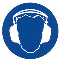 Gebotsschild  "Gehörschutz benutzen" 