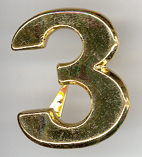 Abzeichen Zahl  "3" silber